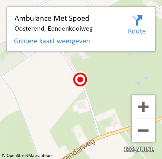 Locatie op kaart van de 112 melding: Ambulance Met Spoed Naar Oosterend, Eendenkooiweg op 30 augustus 2018 12:36