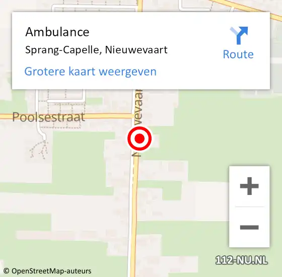 Locatie op kaart van de 112 melding: Ambulance Sprang-Capelle, Nieuwevaart op 7 maart 2014 14:07