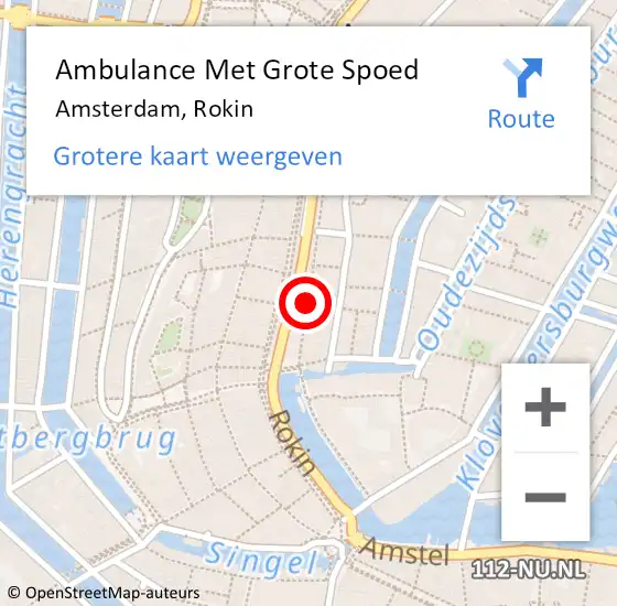 Locatie op kaart van de 112 melding: Ambulance Met Grote Spoed Naar Amsterdam, Rokin op 30 augustus 2018 14:47