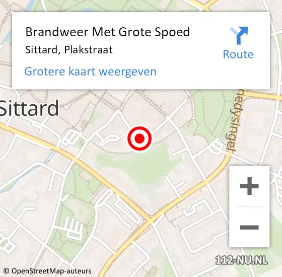 Locatie op kaart van de 112 melding: Brandweer Met Grote Spoed Naar Sittard, Plakstraat op 30 augustus 2018 16:51