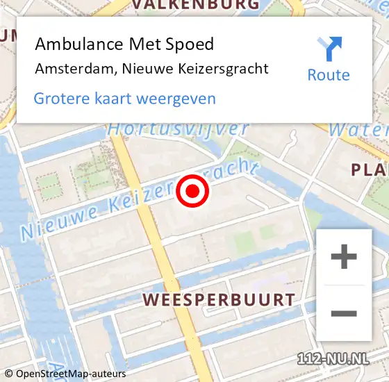 Locatie op kaart van de 112 melding: Ambulance Met Spoed Naar Amsterdam, Nieuwe Keizersgracht op 30 augustus 2018 17:27