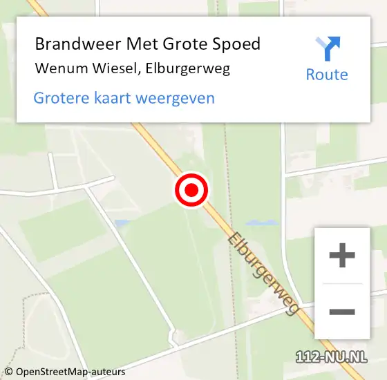 Locatie op kaart van de 112 melding: Brandweer Met Grote Spoed Naar Wenum Wiesel, Elburgerweg op 30 augustus 2018 17:34