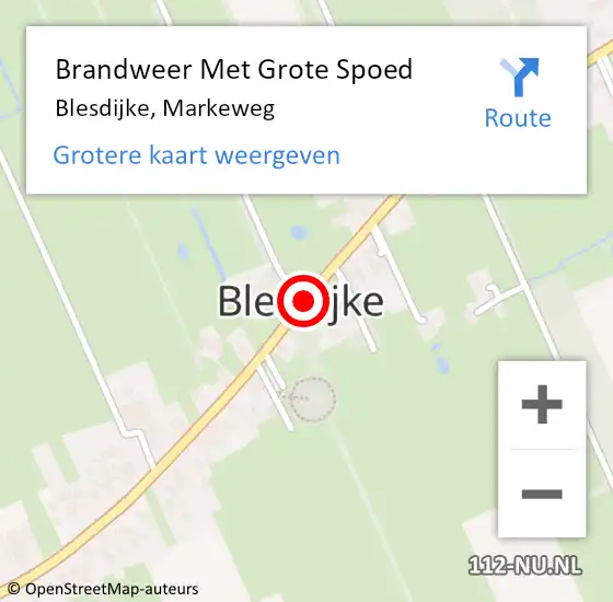 Locatie op kaart van de 112 melding: Brandweer Met Grote Spoed Naar Blesdijke, Markeweg op 30 augustus 2018 18:27