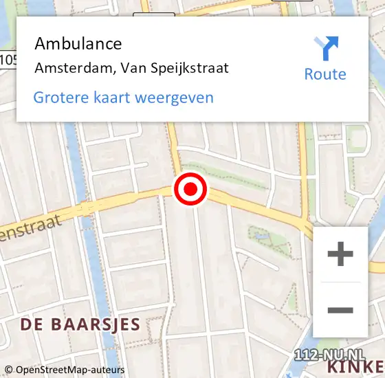 Locatie op kaart van de 112 melding: Ambulance Amsterdam, Van Speijkstraat op 30 augustus 2018 18:39