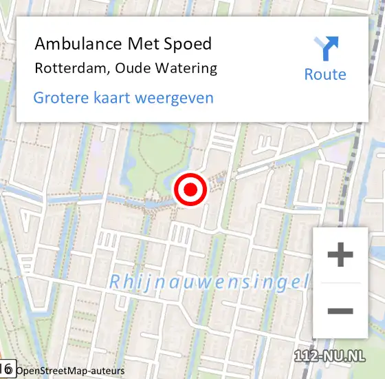 Locatie op kaart van de 112 melding: Ambulance Met Spoed Naar Rotterdam, Oude Watering op 30 augustus 2018 19:04