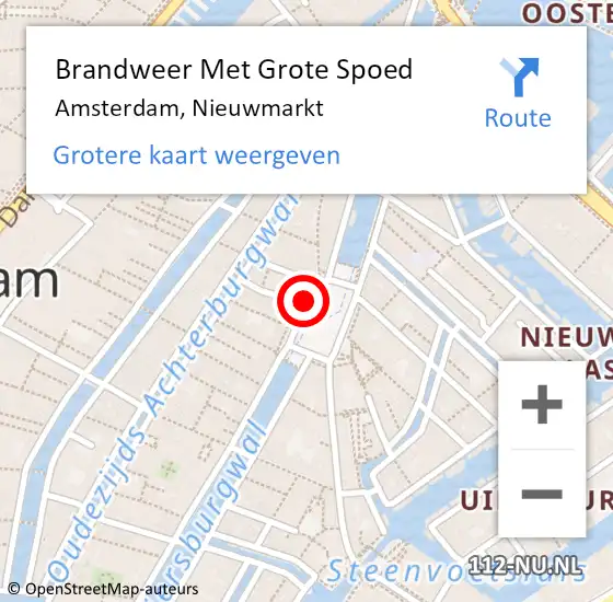 Locatie op kaart van de 112 melding: Brandweer Met Grote Spoed Naar Amsterdam, Nieuwmarkt op 30 augustus 2018 20:56