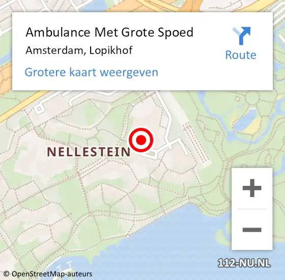 Locatie op kaart van de 112 melding: Ambulance Met Grote Spoed Naar Amsterdam, Lopikhof op 31 augustus 2018 00:22