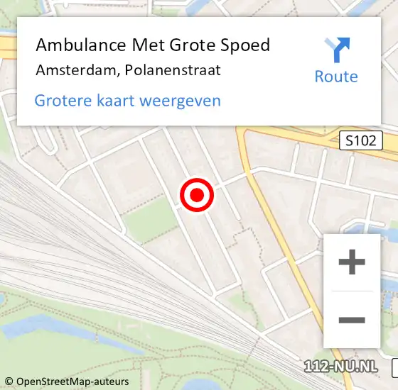 Locatie op kaart van de 112 melding: Ambulance Met Grote Spoed Naar Amsterdam, Polanenstraat op 31 augustus 2018 12:33