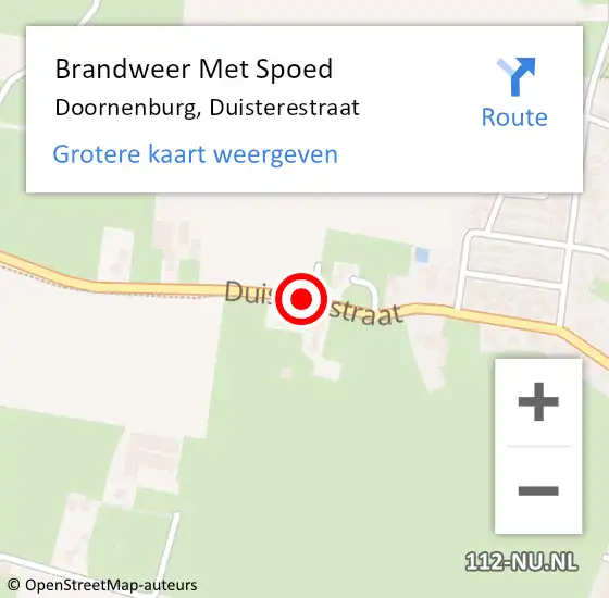 Locatie op kaart van de 112 melding: Brandweer Met Spoed Naar Doornenburg, Duisterestraat op 31 augustus 2018 17:04
