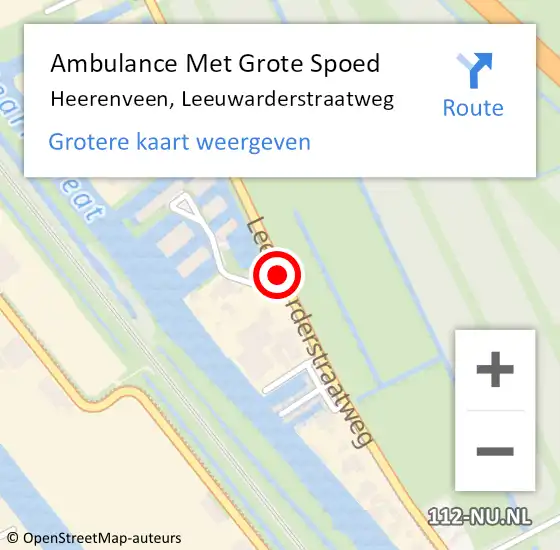 Locatie op kaart van de 112 melding: Ambulance Met Grote Spoed Naar Heerenveen, Leeuwarderstraatweg op 31 augustus 2018 17:49