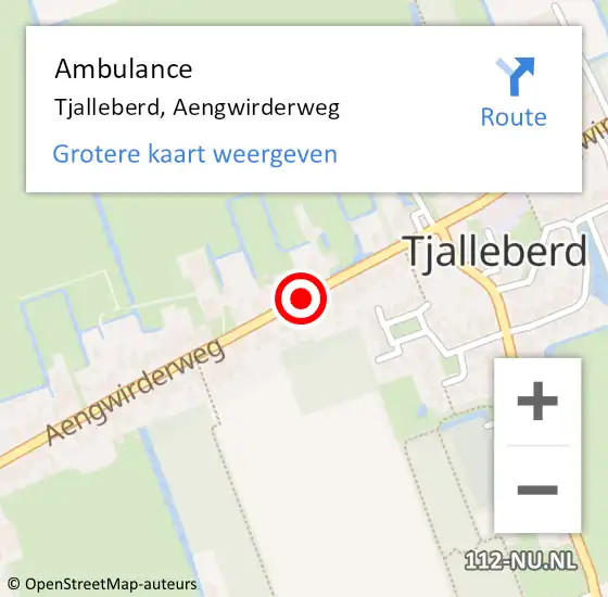 Locatie op kaart van de 112 melding: Ambulance Tjalleberd, Aengwirderweg op 31 augustus 2018 20:46