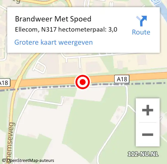 Locatie op kaart van de 112 melding: Brandweer Met Spoed Naar Ellecom, N317 hectometerpaal: 3,0 op 1 september 2018 07:46