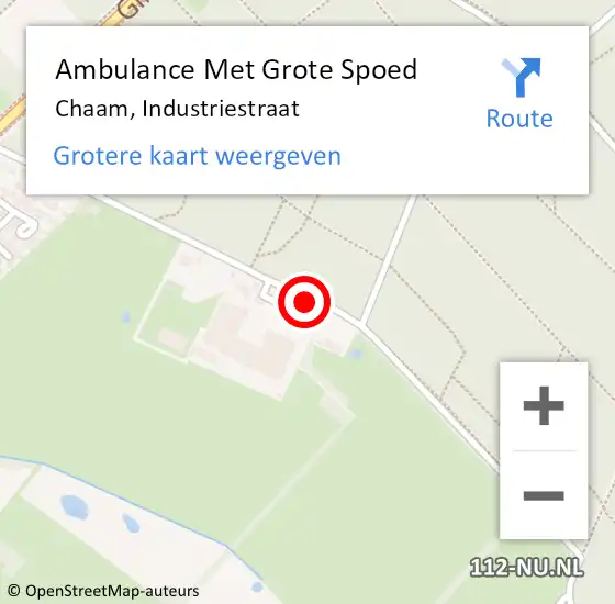 Locatie op kaart van de 112 melding: Ambulance Met Grote Spoed Naar Chaam, Industriestraat op 1 september 2018 09:43
