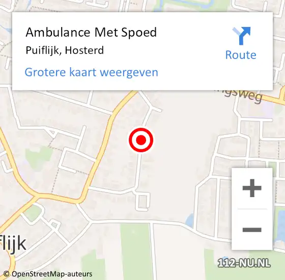 Locatie op kaart van de 112 melding: Ambulance Met Spoed Naar Puiflijk, Hosterd op 1 september 2018 11:56