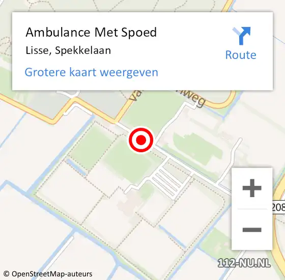 Locatie op kaart van de 112 melding: Ambulance Met Spoed Naar Lisse, Spekkelaan op 1 september 2018 12:03