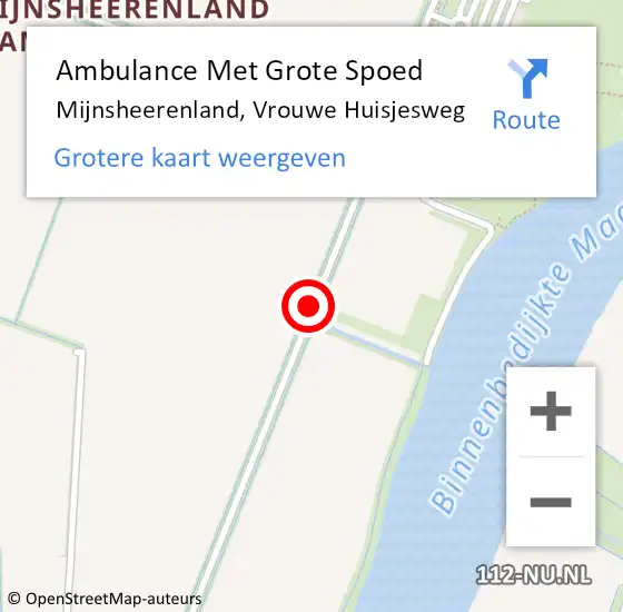 Locatie op kaart van de 112 melding: Ambulance Met Grote Spoed Naar Mijnsheerenland, Vrouwe Huisjesweg op 1 september 2018 14:54