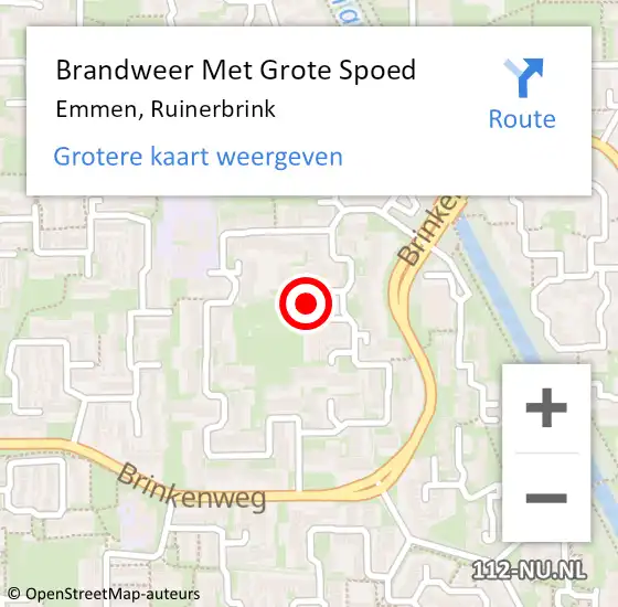 Locatie op kaart van de 112 melding: Brandweer Met Grote Spoed Naar Emmen, Ruinerbrink op 1 september 2018 21:44