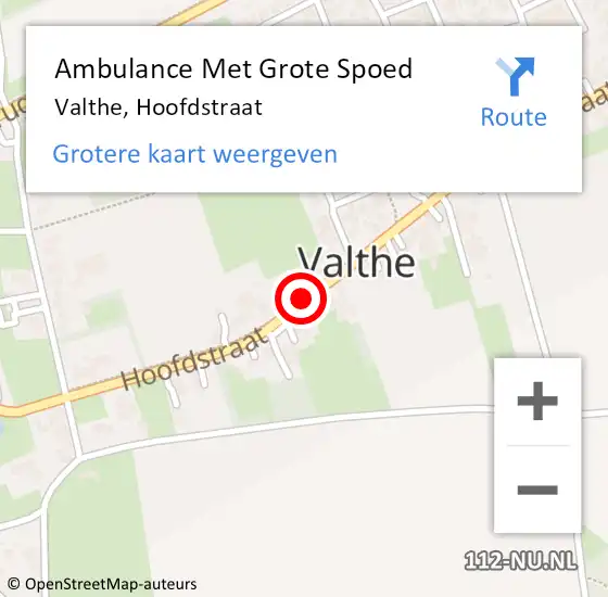 Locatie op kaart van de 112 melding: Ambulance Met Grote Spoed Naar Valthe, Hoofdstraat op 2 september 2018 00:54