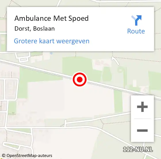 Locatie op kaart van de 112 melding: Ambulance Met Spoed Naar Dorst, Boslaan op 2 september 2018 10:24