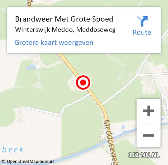 Locatie op kaart van de 112 melding: Brandweer Met Grote Spoed Naar Winterswijk Meddo, Meddoseweg op 2 september 2018 13:02