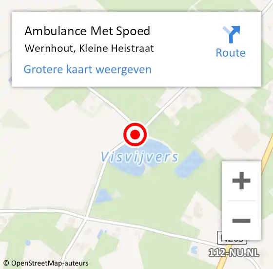 Locatie op kaart van de 112 melding: Ambulance Met Spoed Naar Wernhout, Kleine Heistraat op 3 september 2018 06:43