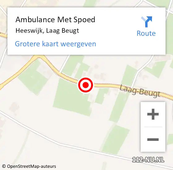 Locatie op kaart van de 112 melding: Ambulance Met Spoed Naar Heeswijk, Laag Beugt op 3 september 2018 11:27