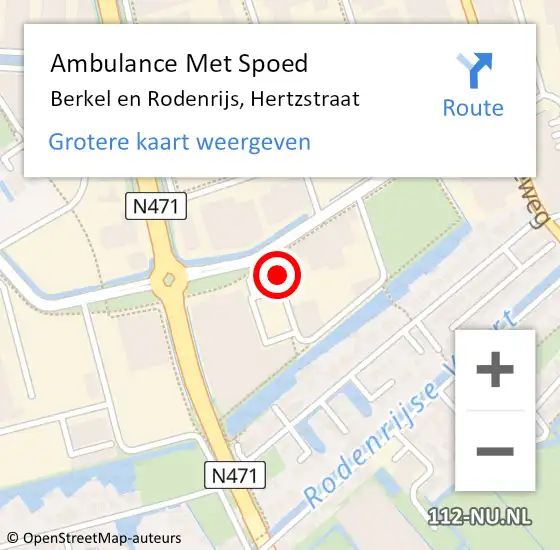 Locatie op kaart van de 112 melding: Ambulance Met Spoed Naar Berkel en Rodenrijs, Hertzstraat op 3 september 2018 12:11