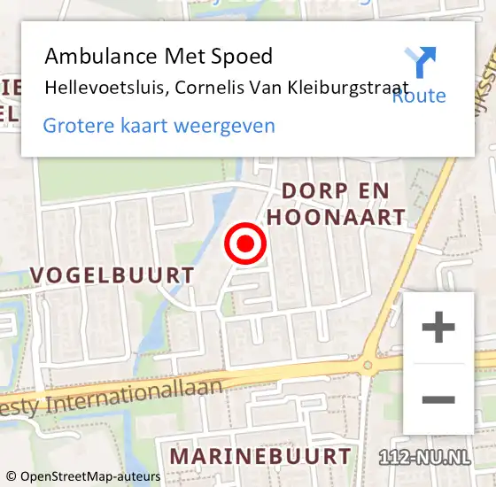 Locatie op kaart van de 112 melding: Ambulance Met Spoed Naar Hellevoetsluis, Cornelis Van Kleiburgstr op 3 september 2018 12:16