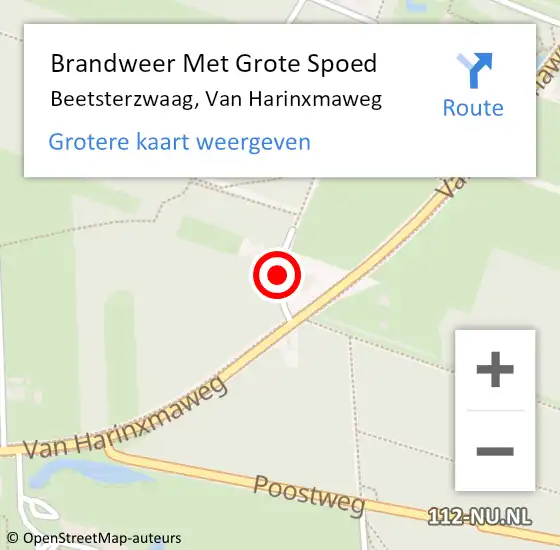 Locatie op kaart van de 112 melding: Brandweer Met Grote Spoed Naar Beetsterzwaag, Van Harinxmaweg op 3 september 2018 12:42