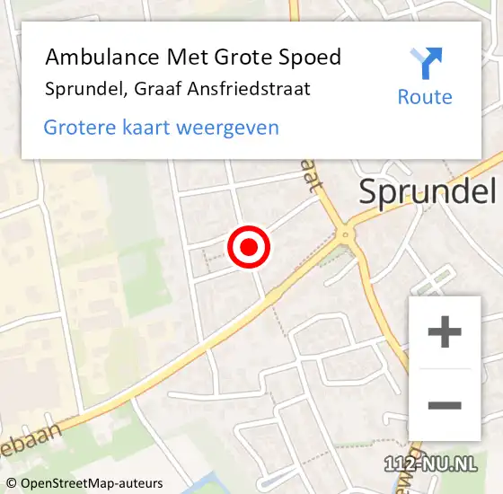 Locatie op kaart van de 112 melding: Ambulance Met Grote Spoed Naar Sprundel, Graaf Ansfriedstraat op 3 september 2018 15:54