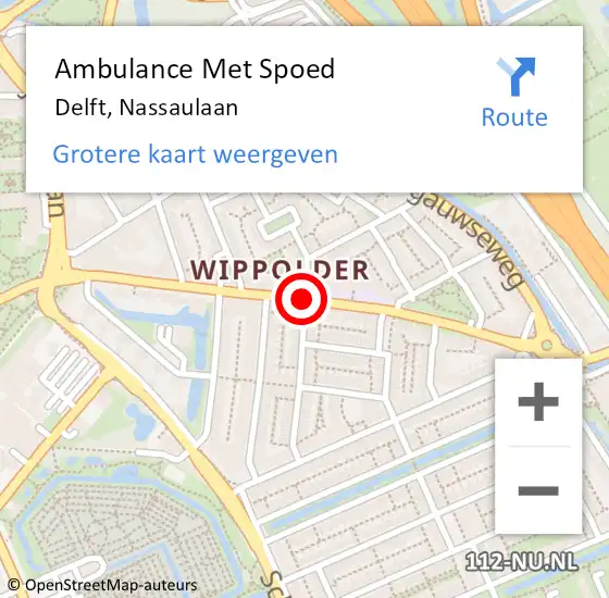 Locatie op kaart van de 112 melding: Ambulance Met Spoed Naar Delft, Nassaulaan op 3 september 2018 22:04