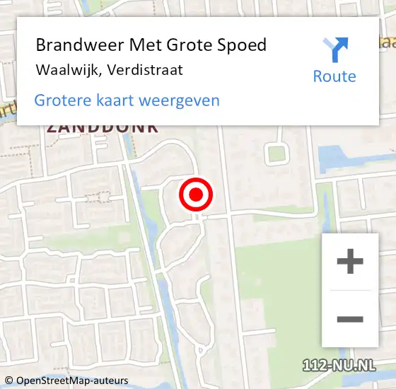 Locatie op kaart van de 112 melding: Brandweer Met Grote Spoed Naar Waalwijk, Verdistraat op 3 september 2018 22:36