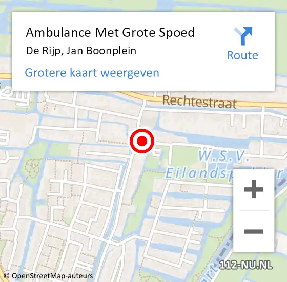 Locatie op kaart van de 112 melding: Ambulance Met Grote Spoed Naar De Rijp, Jan Boonplein op 4 september 2018 01:20