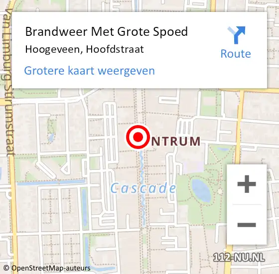 Locatie op kaart van de 112 melding: Brandweer Met Grote Spoed Naar Hoogeveen, Hoofdstraat op 4 september 2018 10:33