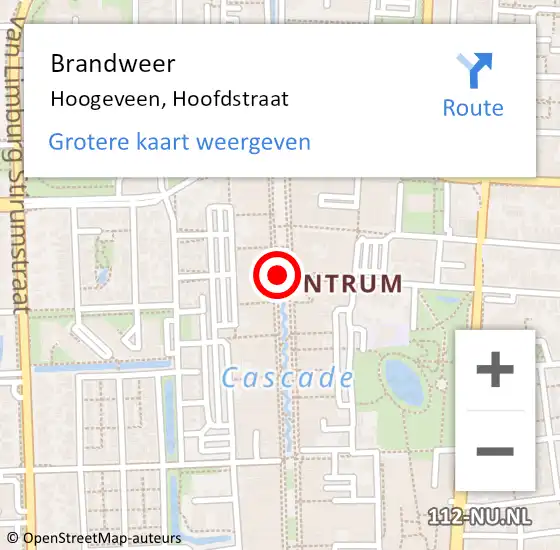 Locatie op kaart van de 112 melding: Brandweer Hoogeveen, Hoofdstraat op 4 september 2018 10:36
