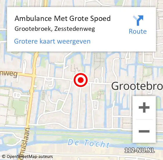 Locatie op kaart van de 112 melding: Ambulance Met Grote Spoed Naar Grootebroek, Zesstedenweg op 4 september 2018 11:17
