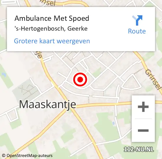 Locatie op kaart van de 112 melding: Ambulance Met Spoed Naar 's-Hertogenbosch, Geerke op 4 september 2018 12:08