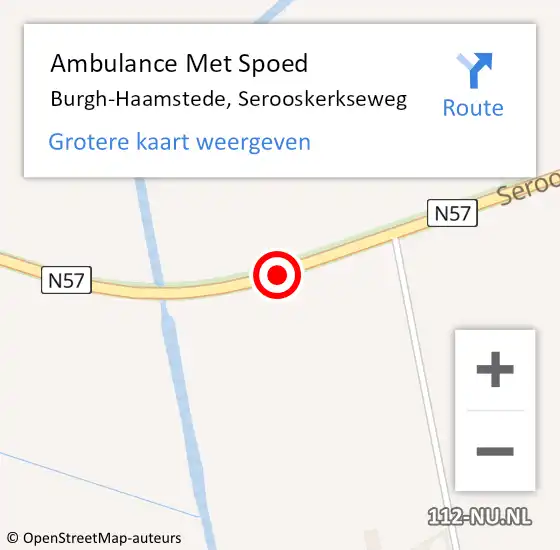 Locatie op kaart van de 112 melding: Ambulance Met Spoed Naar Burgh-Haamstede, Serooskerkseweg op 4 september 2018 12:36