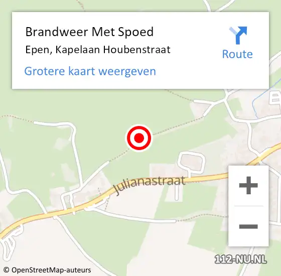 Locatie op kaart van de 112 melding: Brandweer Met Spoed Naar Epen, Kapelaan Houbenstraat op 4 september 2018 15:11