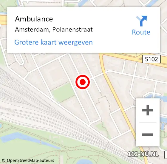 Locatie op kaart van de 112 melding: Ambulance Amsterdam, Polanenstraat op 4 september 2018 15:15