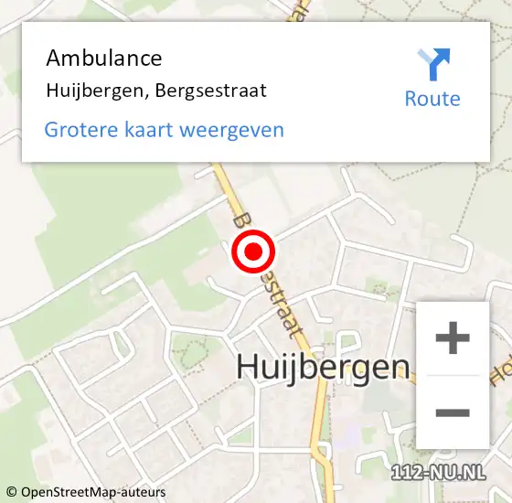 Locatie op kaart van de 112 melding: Ambulance Huijbergen, Bergsestraat op 4 september 2018 15:46