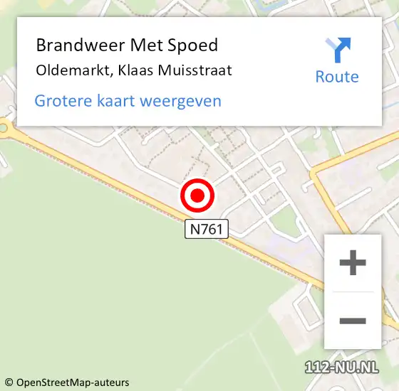 Locatie op kaart van de 112 melding: Brandweer Met Spoed Naar Oldemarkt, Klaas Muisstraat op 4 september 2018 17:34