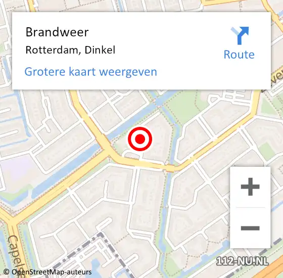Locatie op kaart van de 112 melding: Brandweer Rotterdam, Dinkel op 4 september 2018 17:36