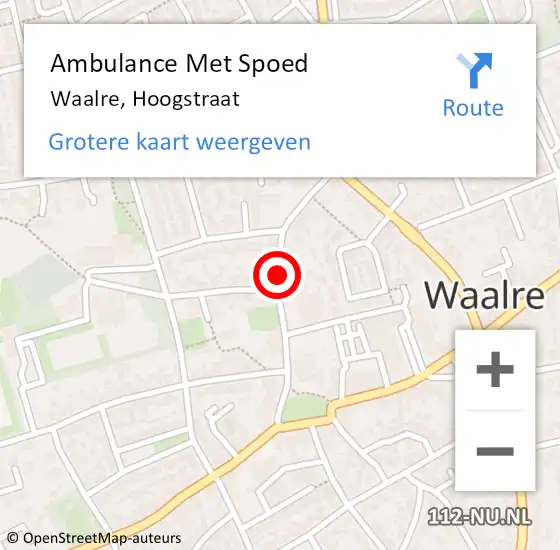 Locatie op kaart van de 112 melding: Ambulance Met Spoed Naar Waalre, Hoogstraat op 4 september 2018 19:44