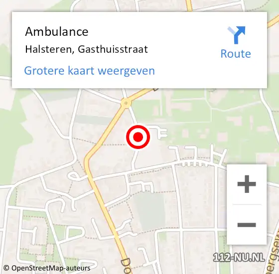 Locatie op kaart van de 112 melding: Ambulance Halsteren, Gasthuisstraat op 4 september 2018 20:33