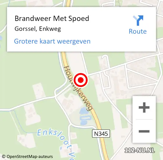 Locatie op kaart van de 112 melding: Brandweer Met Spoed Naar Gorssel, Enkweg op 5 september 2018 10:06