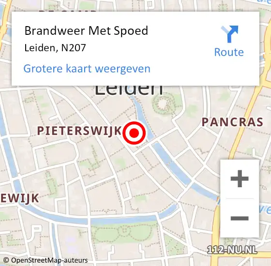 Locatie op kaart van de 112 melding: Brandweer Met Spoed Naar Leiden, N207 op 5 september 2018 10:42