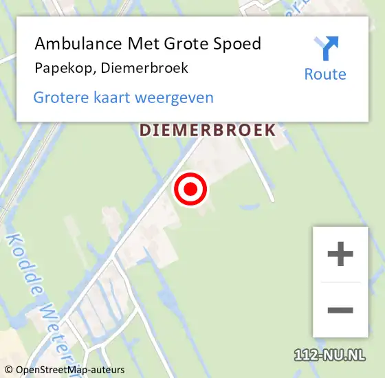 Locatie op kaart van de 112 melding: Ambulance Met Grote Spoed Naar Papekop, Diemerbroek op 5 september 2018 11:12