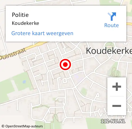 Locatie op kaart van de 112 melding: Politie Koudekerke op 5 september 2018 14:10