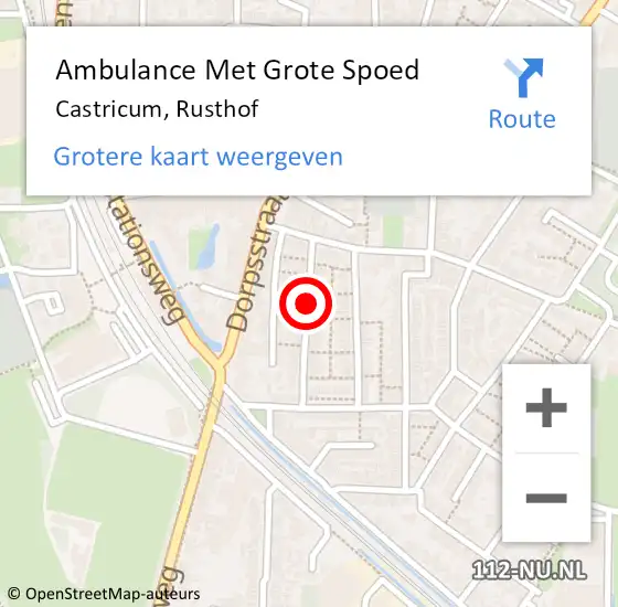 Locatie op kaart van de 112 melding: Ambulance Met Grote Spoed Naar Castricum, Rusthof op 5 september 2018 14:37